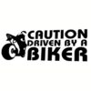 cation driven by a biker sticker