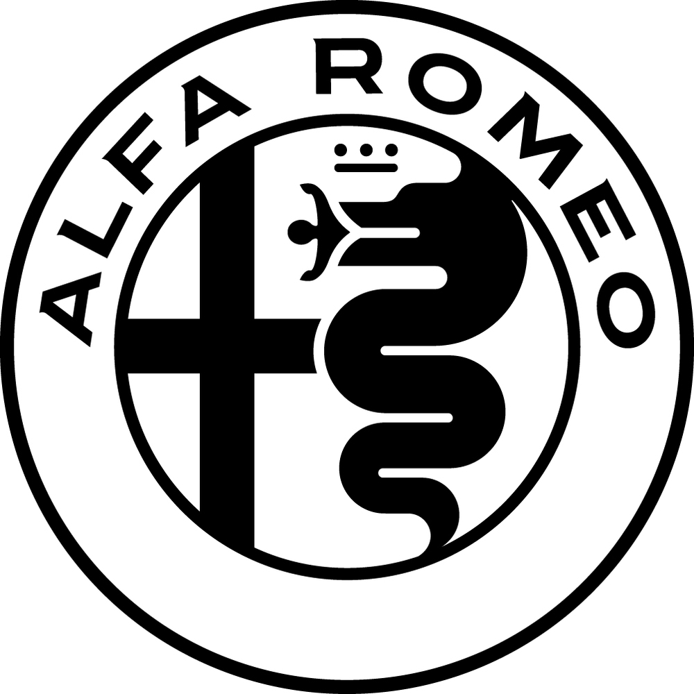 Alfa Romeo 3D Official Logo Sticker - Black, 12mm, 2-Piece Set (Made In Italy)