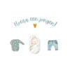 Hoera een jongen sticker nr geboorte