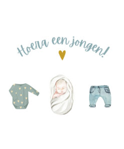 Hoera een jongen sticker nr geboorte