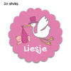kleine geboortestickers rond met eigen naam