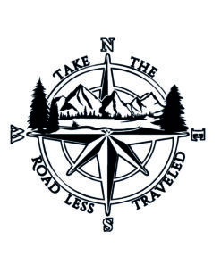 take the road less traveled avoturiers sticker camper bus kompas