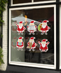 Kerstmannetje (raam) stickers met eigen naam of tekst of tekening