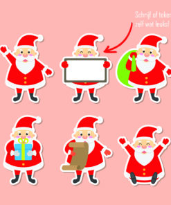 Kerstmannetje (raam) stickers met eigen naam of tekst of tekening