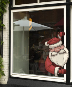 grappige en vrolijke kerstman raam of muursticker ()