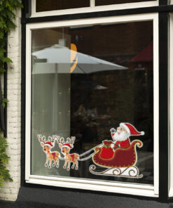 kerstman met arreslee raamsticker