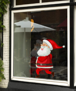 rennen de kerstman (raam)sticker ()