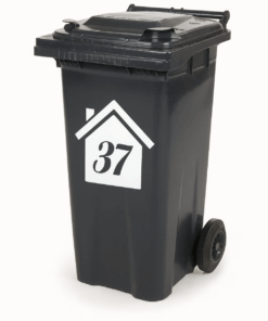 vuilcontainer huisnummersticker