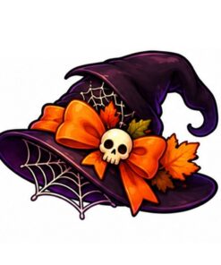 Cute Cartoon Halloween paarse heksenhoed