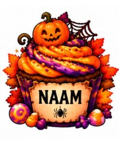 Gepersonaliseerde cupcake met pompoen en naam