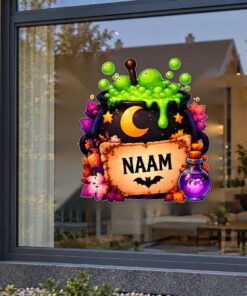 Gepersonaliseerde heksenketel met groene toverdrank en naam preview