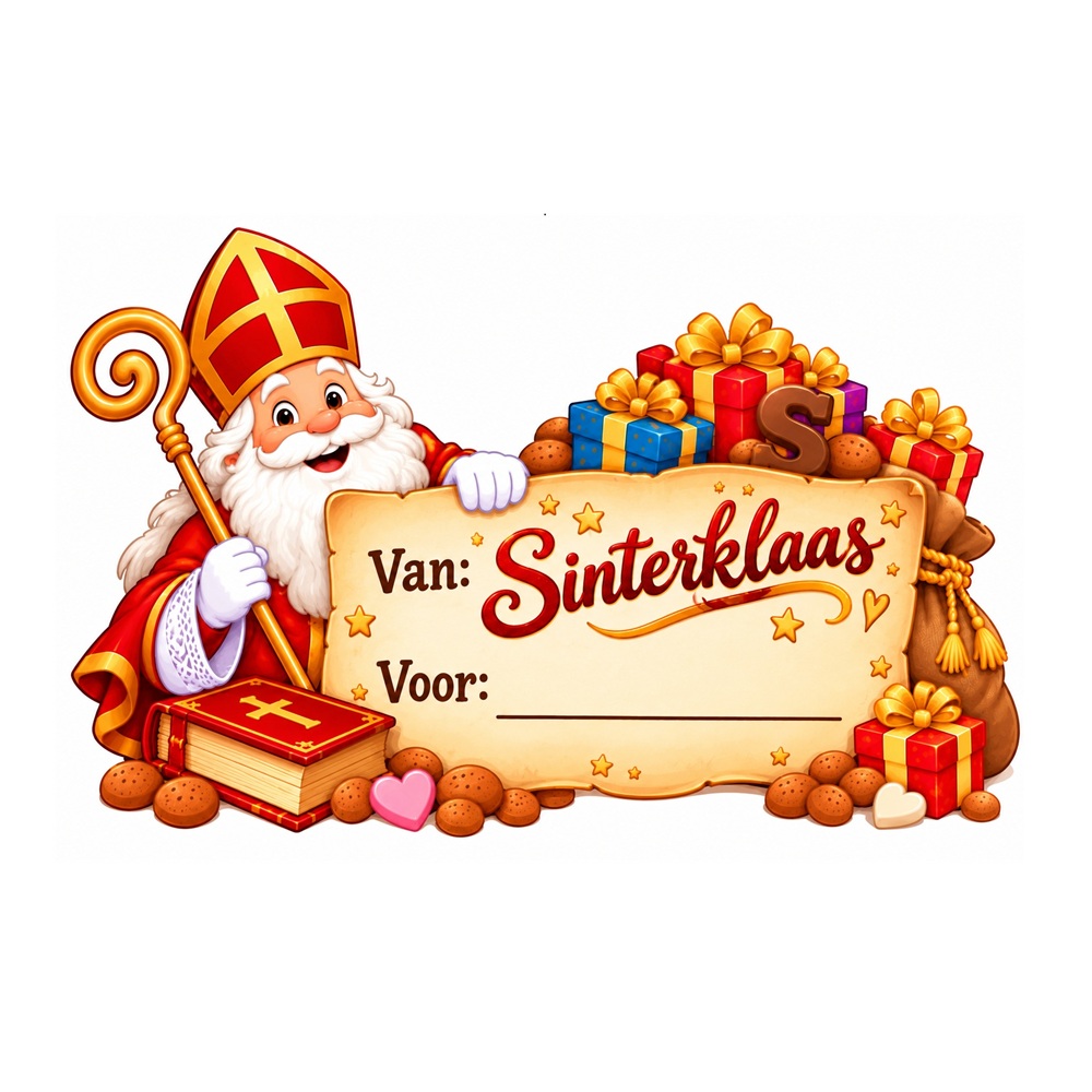 Gepersonaliseerde Sinterklaas sticker | Van Sinterklaas, voor ....... (Variant 4)