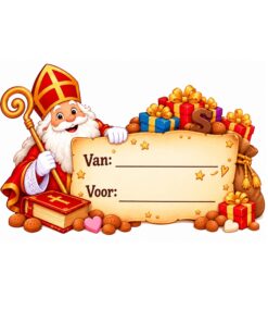 Gepersonaliseerde Sinterklaas sticker | Van ....... , Voor ....... (Variant 3)