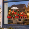 Kerst Raamsticker | Vintage kersttrein met kerstboom en kerstcadeaus preview