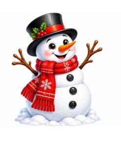 Kerst Raamsticker | Vrolijke sneeuwpop met rode sjaal en hoge hoed