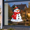 Kerst Raamsticker | Vrolijke sneeuwpop met rode sjaal en hoge hoed preview