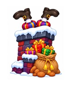 Sinterklaas Raamsticker | Piet in de schoorsteen met cadeautjes