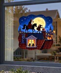 Sinterklaas Raamsticker | De magische nacht op de daken preview