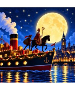 Sinterklaas Raamsticker | Een sprookjesachtige intocht onder de volle maan