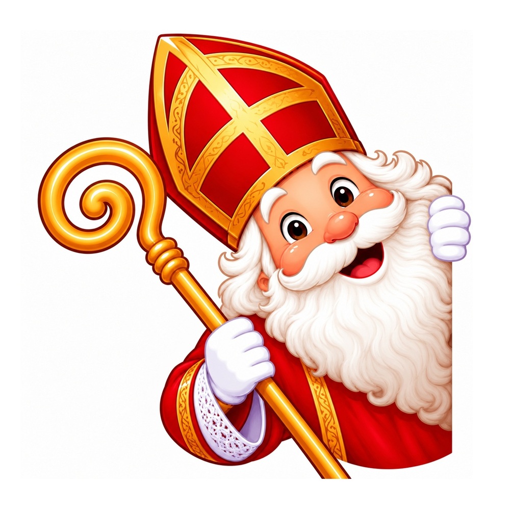 Sinterklaas Raamsticker | Sinterklaas kijkt om het hoekje (Links)