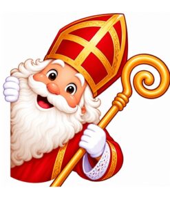 Sinterklaas Raamsticker | Sinterklaas kijkt om het hoekje (Rechts)