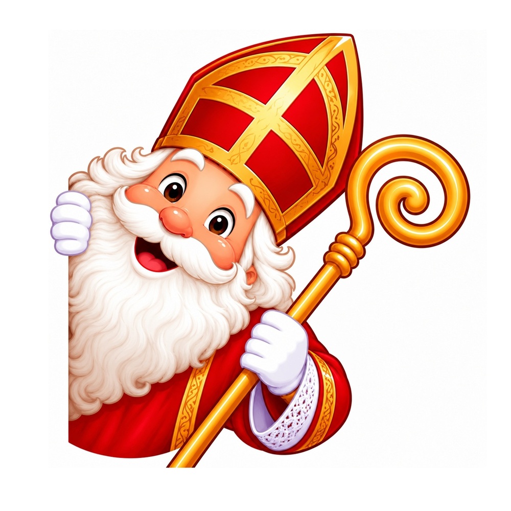 Sinterklaas Raamsticker | Sinterklaas kijkt om het hoekje (Rechts)