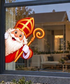 Sinterklaas Raamsticker | Sinterklaas kijkt om het hoekje (Rechts) preview