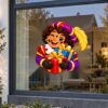 Sinterklaas Raamsticker | Vrolijke Piet met cadeautjes preview