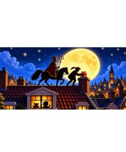 Sinterklaas Raamsticker | Sinterklaas en Piet op de daken
