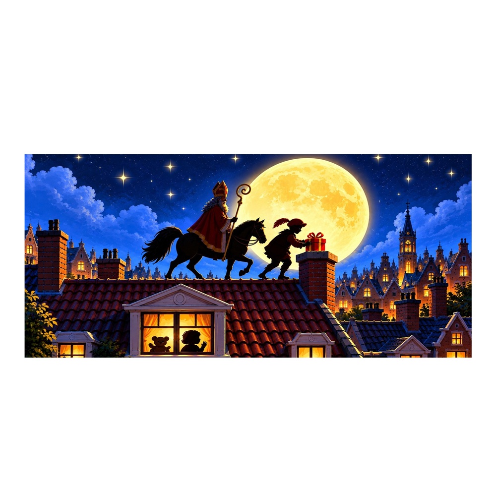 Sinterklaas Raamsticker | Sinterklaas en Piet op de daken