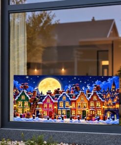 Sinterklaas Raamsticker | De Pieten in een besneeuwd stadje (Variant 2) preview