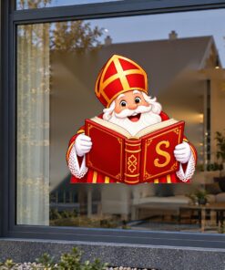 Sinterklaas Raamsticker | Sinterklaas leest voor uit zijn grote boek preview
